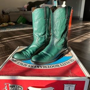 Green Justin Cowboy Boots